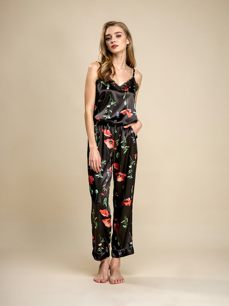 Maesel - Floral Silk Camisole Pajama Set | The Silk Avenue