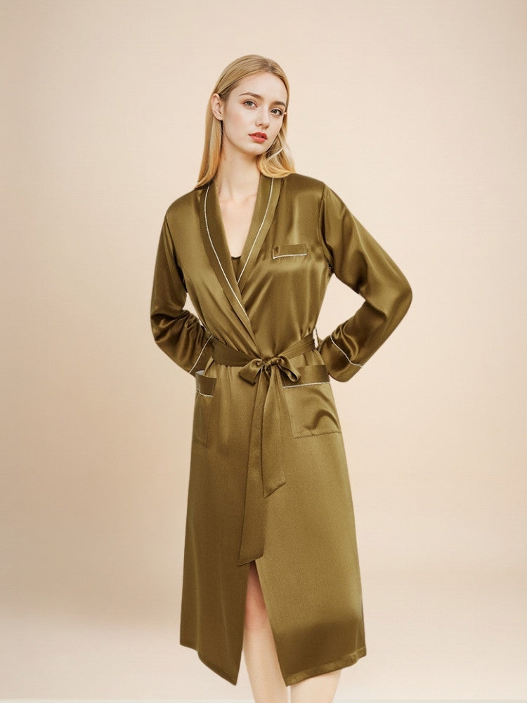 Malenya - Long Shawl Collar Silk Robe | The Silk Avenue