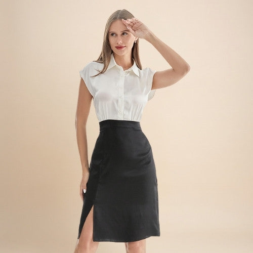Maralya - Faux Two-Piece Silk Dress | The Silk Avenue