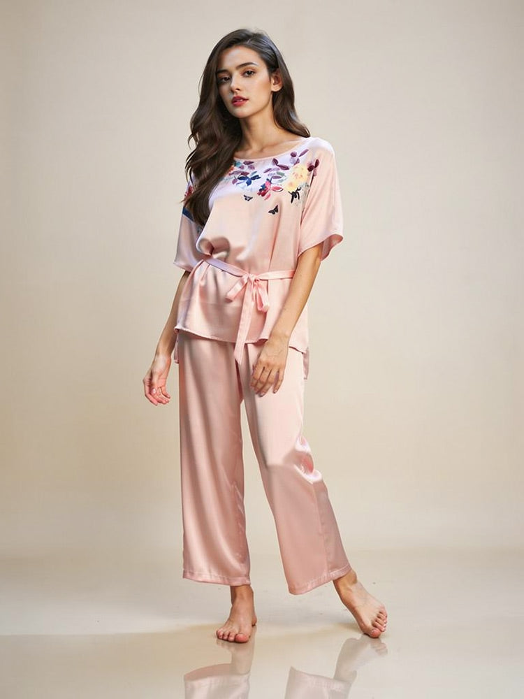 Miravelle - Floral Silk Pajama Set | The Silk Avenue