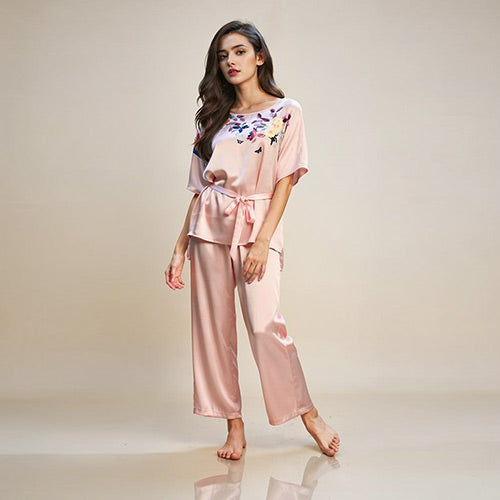 Miravelle - Floral Silk Pajama Set | The Silk Avenue