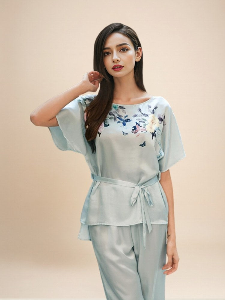 Miravelle - Floral Silk Pajama Set | The Silk Avenue