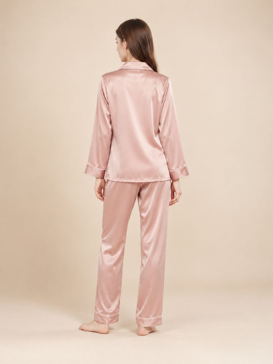 Miriane - Pink Silk Pajama Set | The Silk Avenue