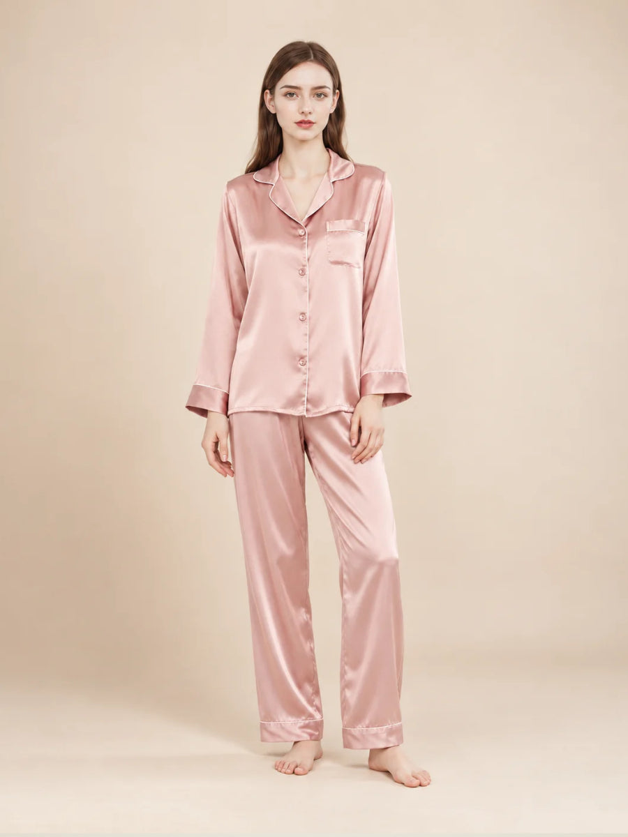 Miriane - Pink Silk Pajama Set | The Silk Avenue