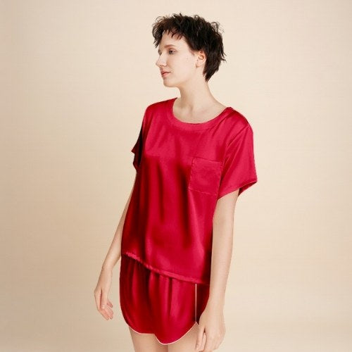 Naylira - Short-Sleeve Silk Pajama Set | The Silk Avenue