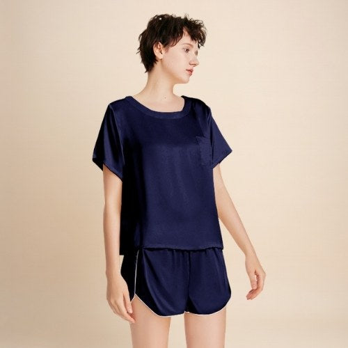 Naylira - Short-Sleeve Silk Pajama Set | The Silk Avenue