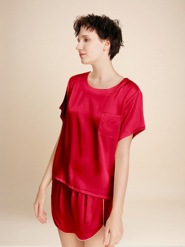 Naylira - Short-Sleeve Silk Pajama Set | The Silk Avenue