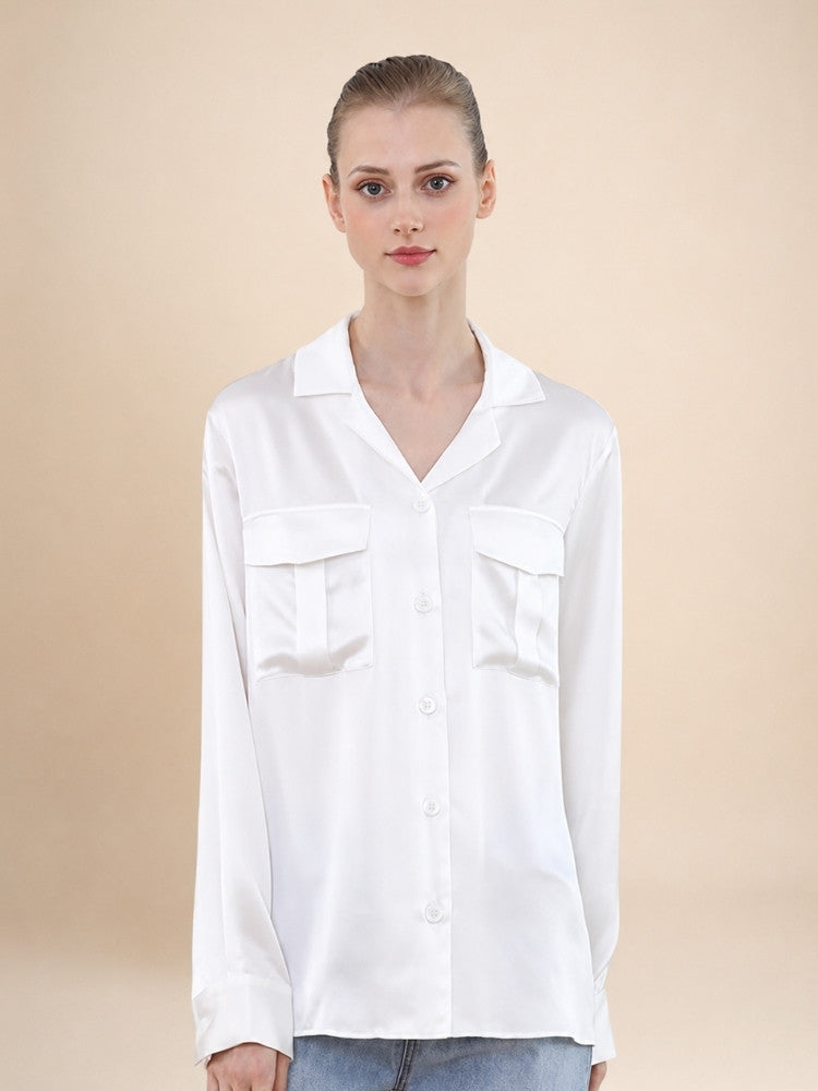 Olivia - Double Pocket Silk Blouse | The Silk Avenue