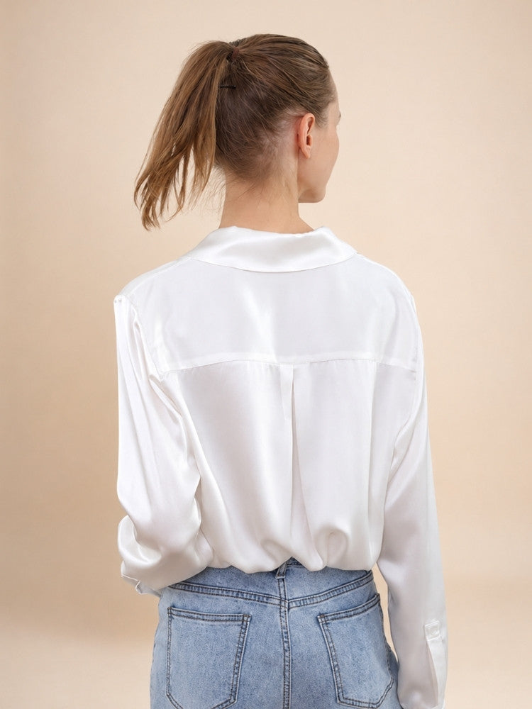Olivia - Double Pocket Silk Blouse | The Silk Avenue