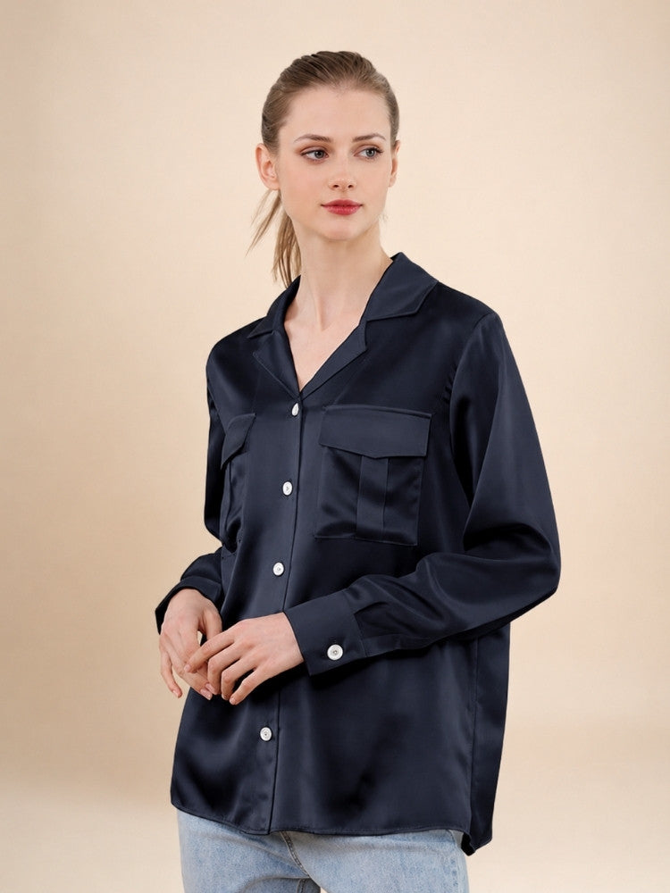 Olivia - Double Pocket Silk Blouse | The Silk Avenue