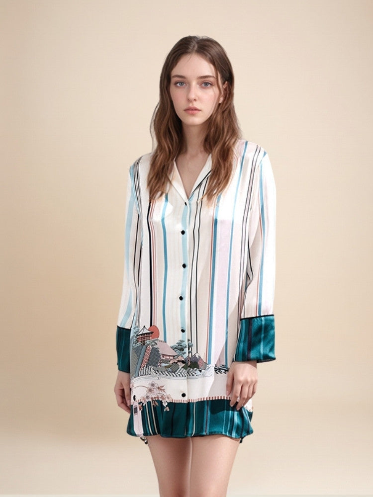 Olyssia - Printed Silk Shirt Dress | The Silk Avenue