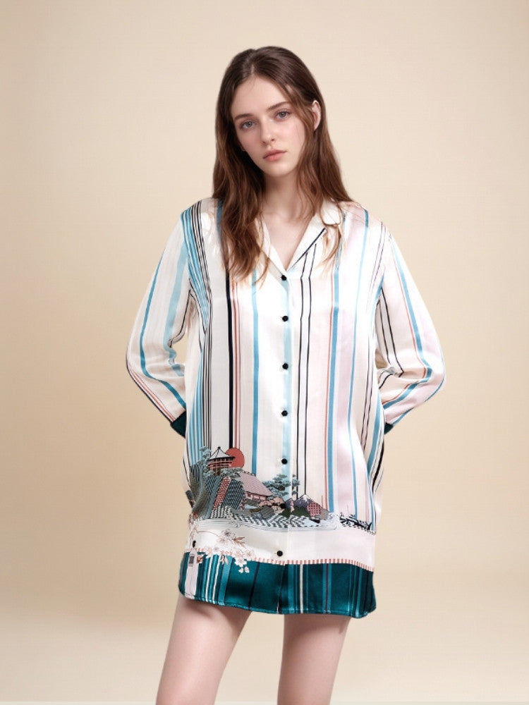 Olyssia - Printed Silk Shirt Dress | The Silk Avenue