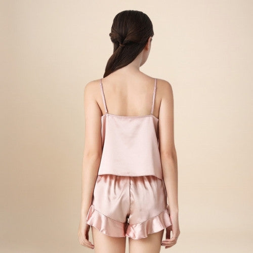 Pyrrisa - Ruffle-Hem Silk Camisole & Shorts Set | The Silk Avenue