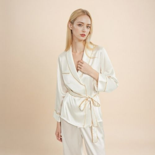 Quelina - Silk Kimono Robe & Pants Set | The Silk Avenue