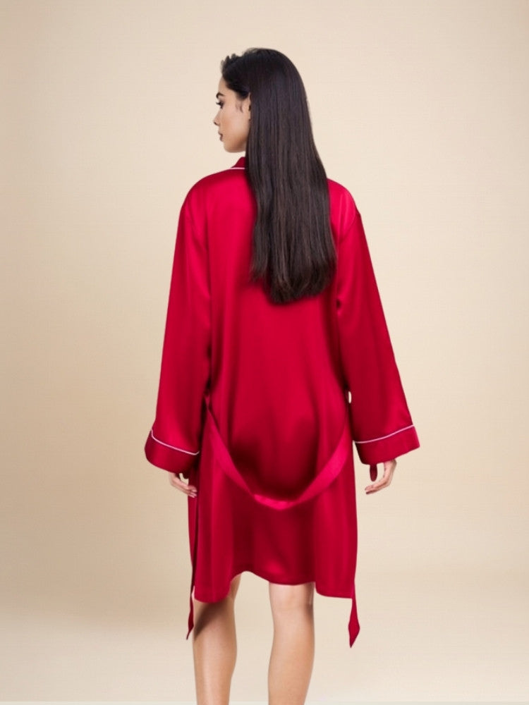 Ralynne - Silk Piping Trim Robe | The Silk Avenue