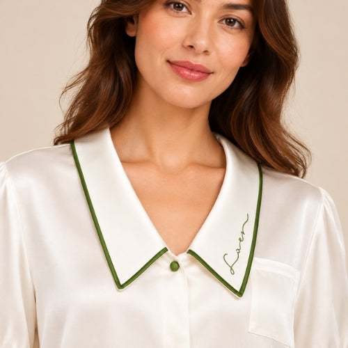 Ravelia - Embroidered Silk Pajama Set | The Silk Avenue