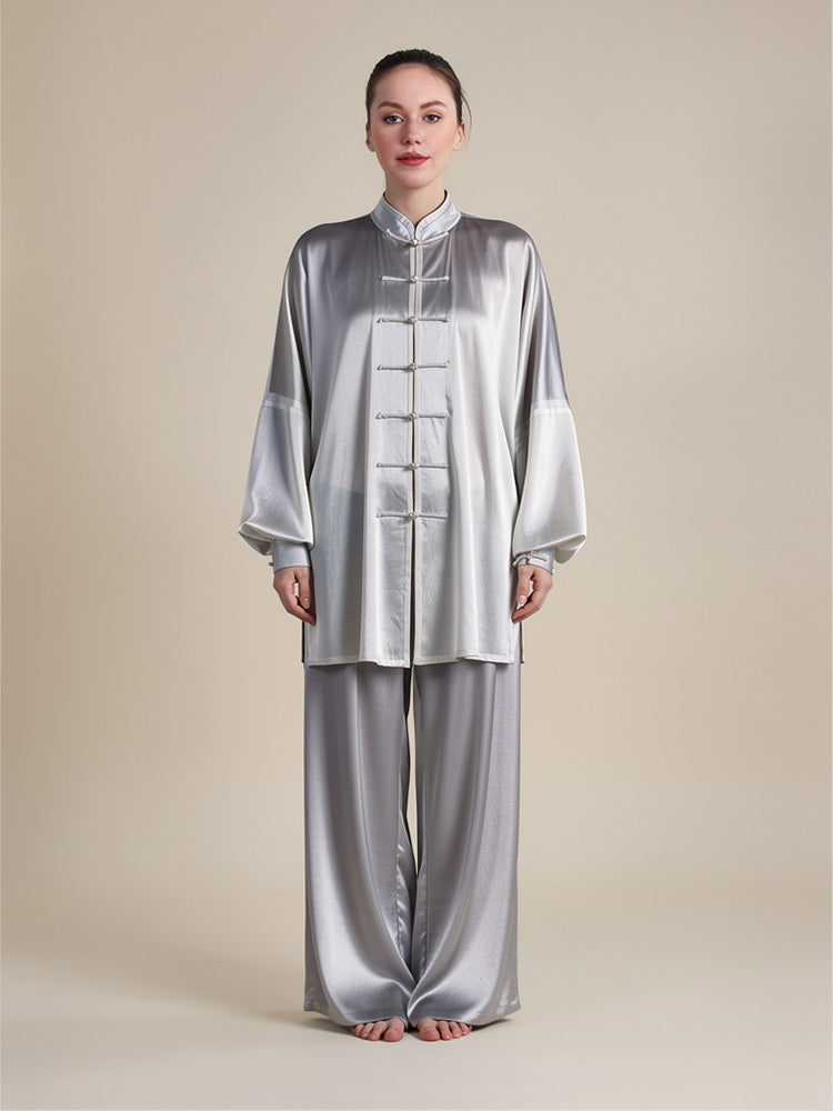 Reliana Long Sleeve Frog-Button Silk Tai Chi Set | The Silk Avenue
