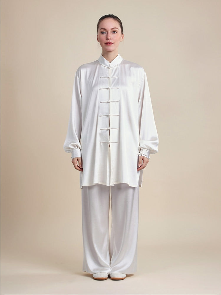 Reliana Long Sleeve Frog-Button Silk Tai Chi Set | The Silk Avenue