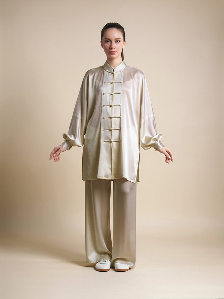 Reliana Long Sleeve Frog-Button Silk Tai Chi Set | The Silk Avenue