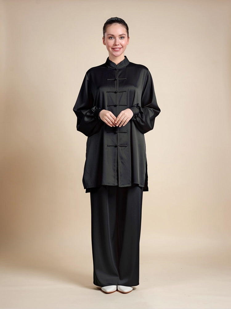 Reliana Long Sleeve Frog-Button Silk Tai Chi Set | The Silk Avenue
