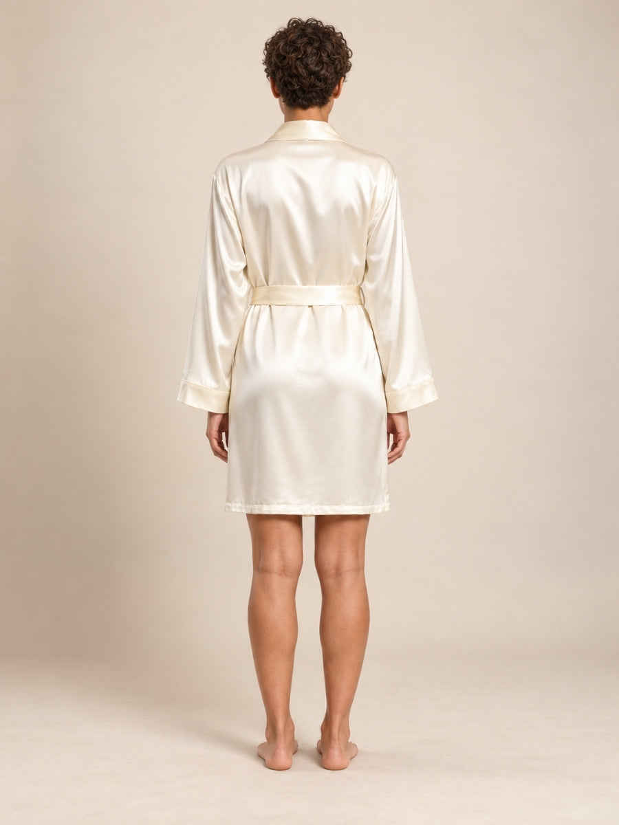 Reliana - Ivory Silk Kimono Robe | The Silk Avenue
