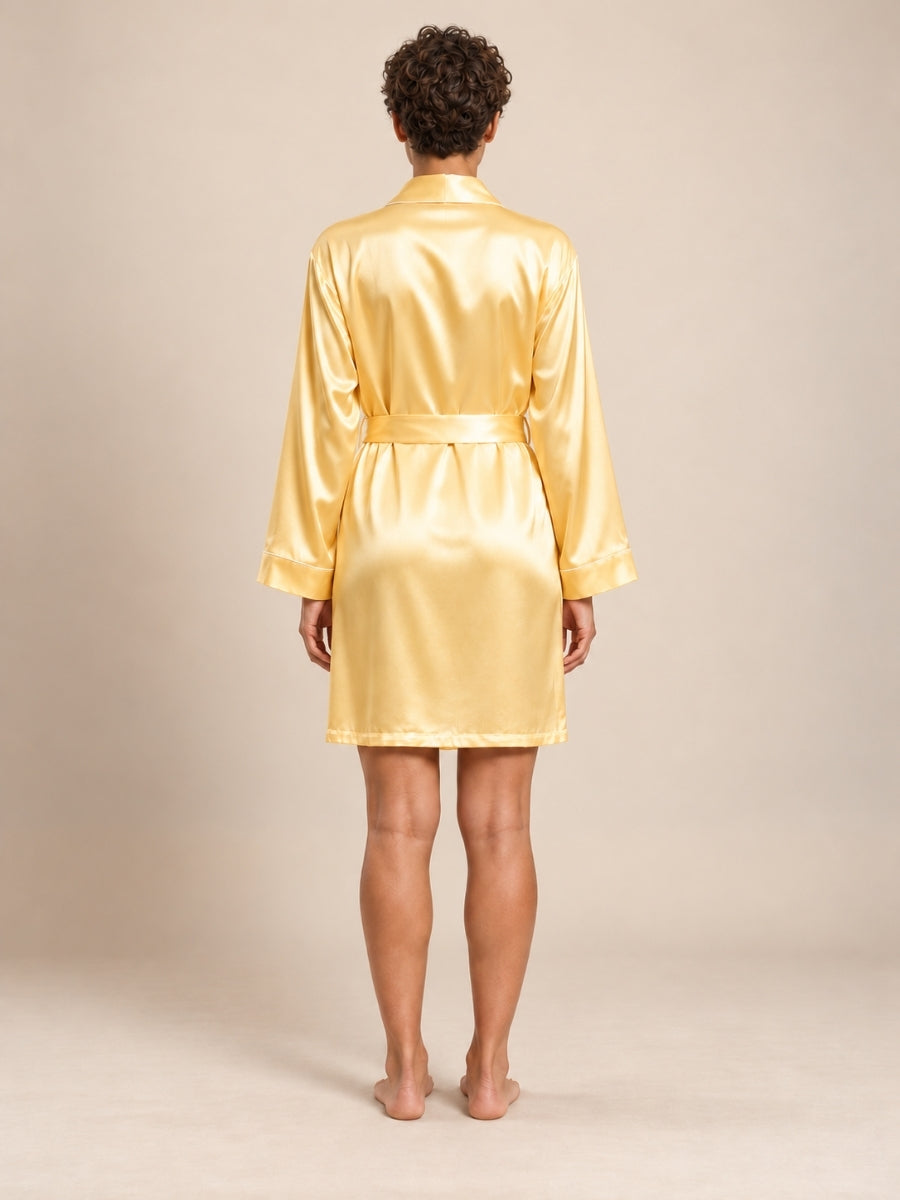 Reliana - Yellow Silk Kimono Robe | The Silk Avenue