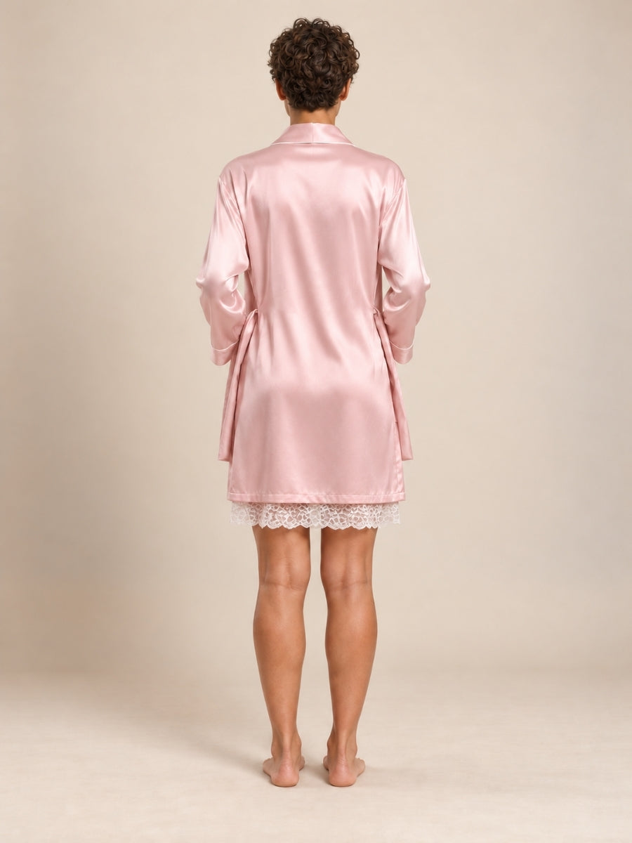 Reliana - Blush Pink Silk Kimono Robe | The Silk Avenue