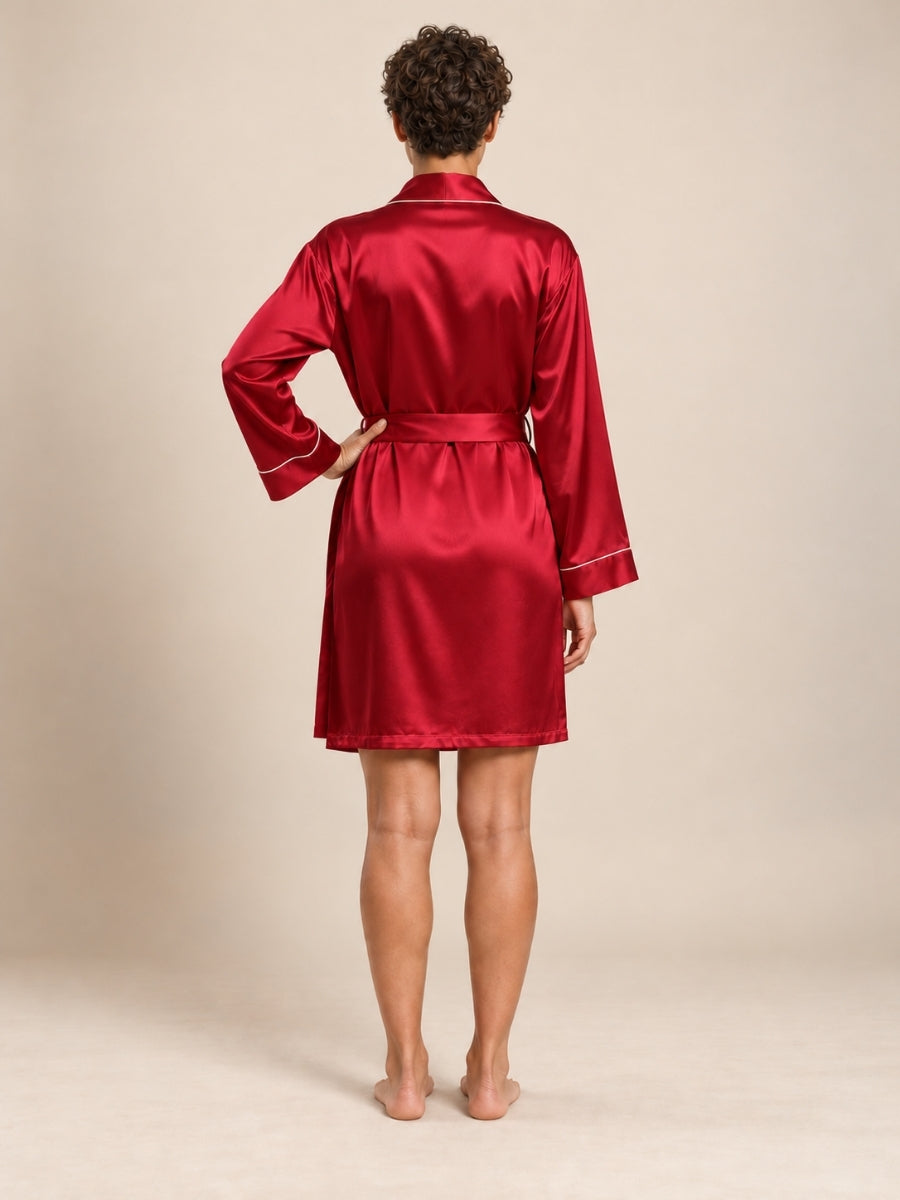 Reliana - Red Silk Kimono Robe | The Silk Avenue