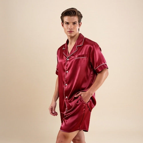 Ronan - Silk Short Pajama Set | The Silk Avenue
