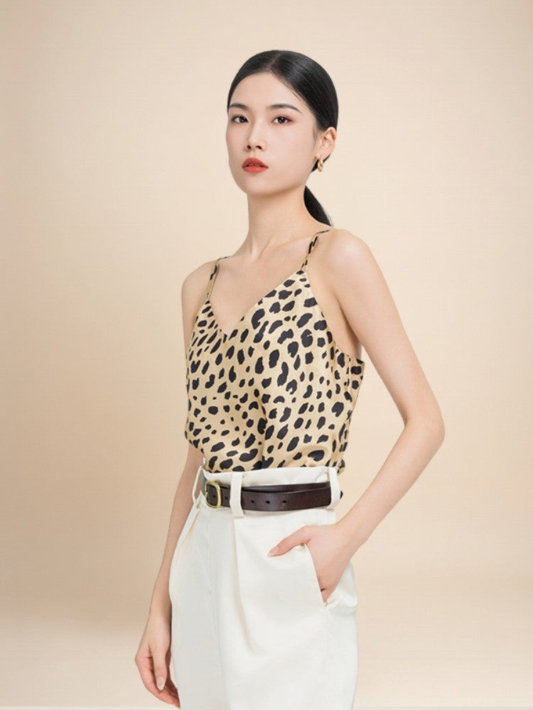 Sarenne - Leopard Print Silk Cami Top | The Silk Avenue