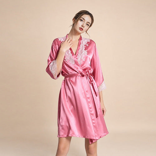 Sarevia - Silk Black Lace Cuff Robe | The Silk Avenue