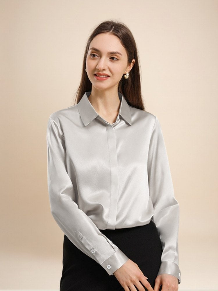 Clara - Long Sleeve Silk Blouse | The Silk Avenue