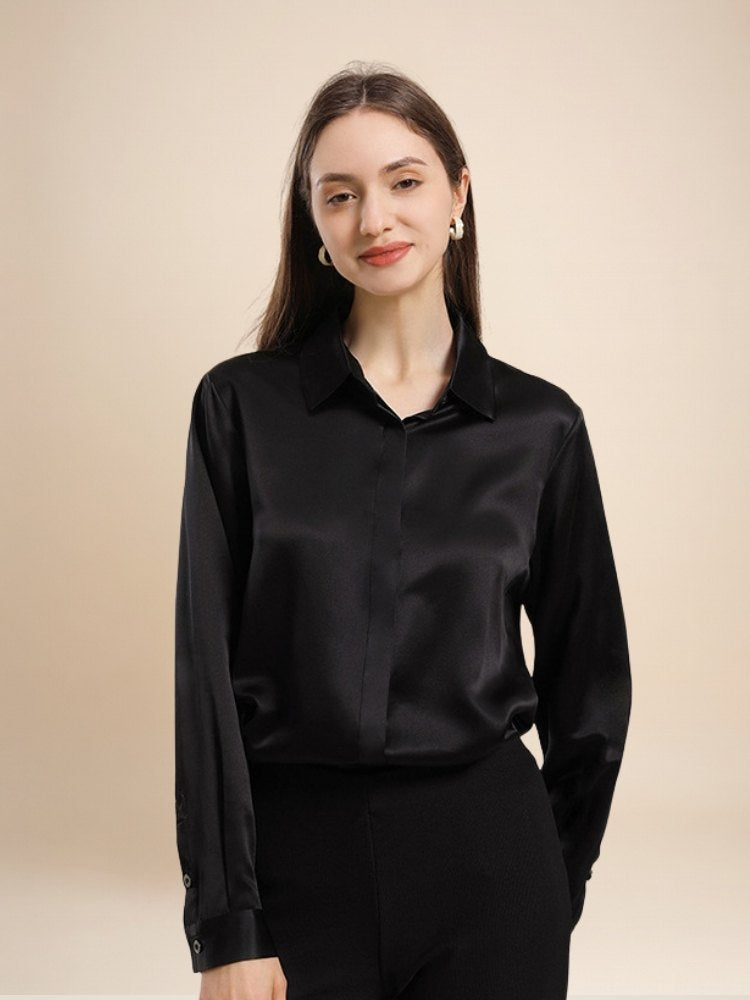 Clara - Long Sleeve Silk Blouse | The Silk Avenue