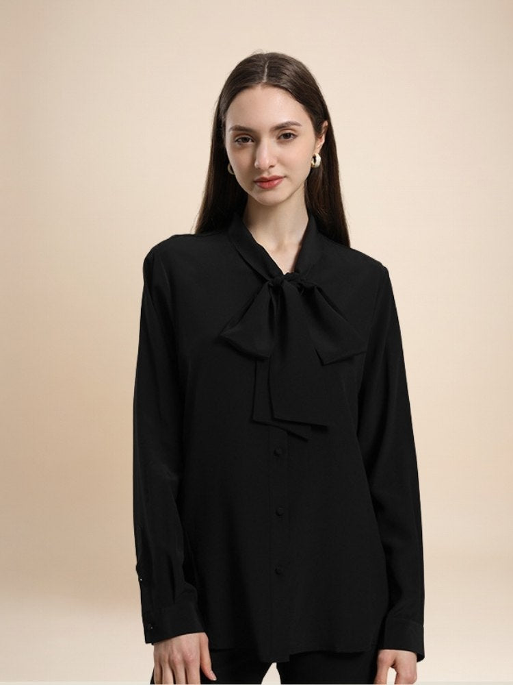 Céleste - Butterfly Bow Silk Blouse | The Silk Avenue