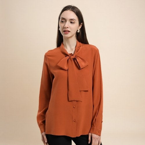 Céleste - Butterfly Bow Silk Blouse | The Silk Avenue