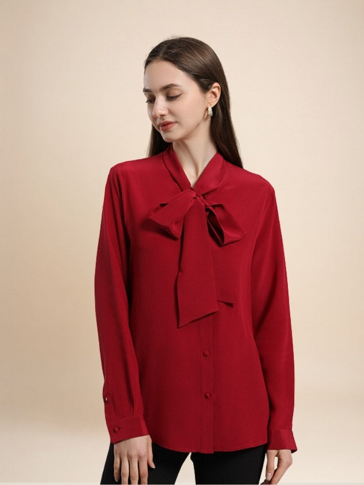 Céleste - Butterfly Bow Silk Blouse | The Silk Avenue