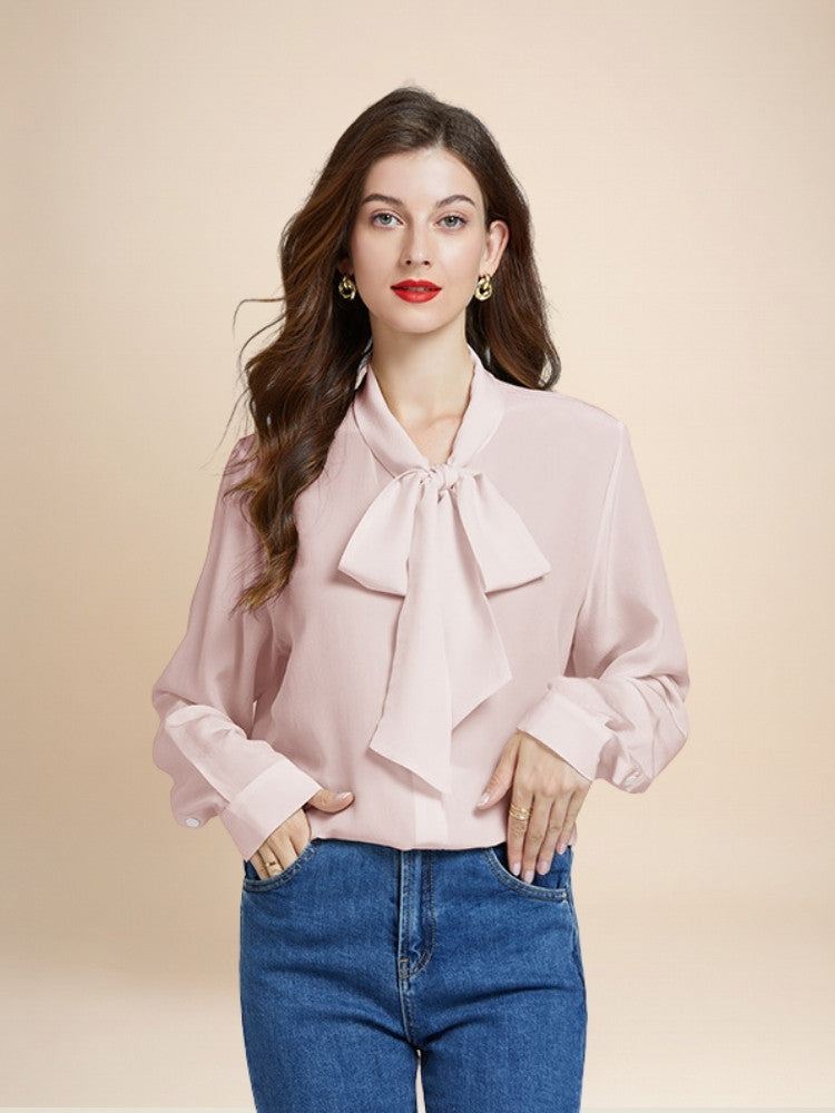 Sophia – Bow-Tie Silk Blouse | The Silk Avenue