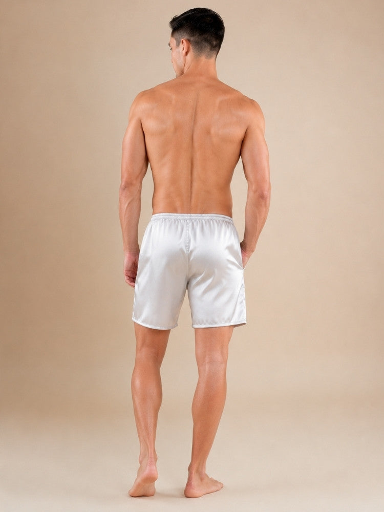 Soren - Silver Silk Shorts | The Silk Avenue