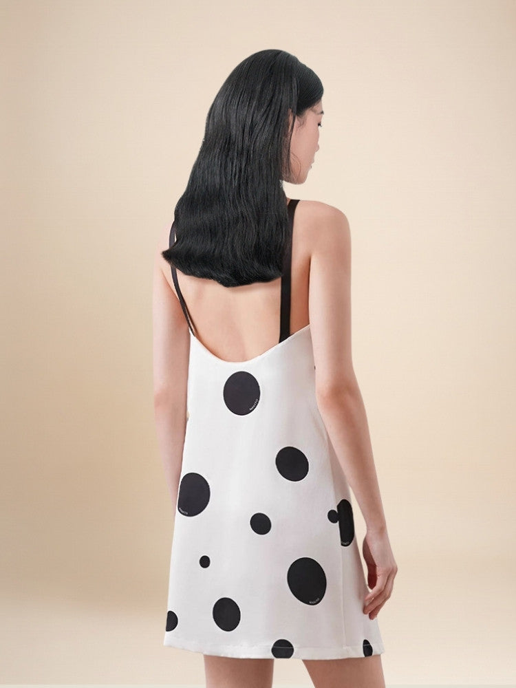 Thaleia - Polka Dot Bow Silk Dress | The Silk Avenue