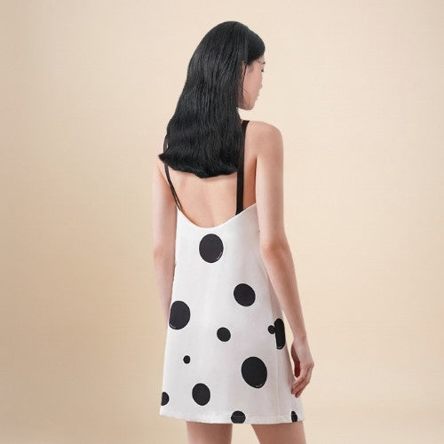 Thaleia - Polka Dot Bow Silk Dress | The Silk Avenue
