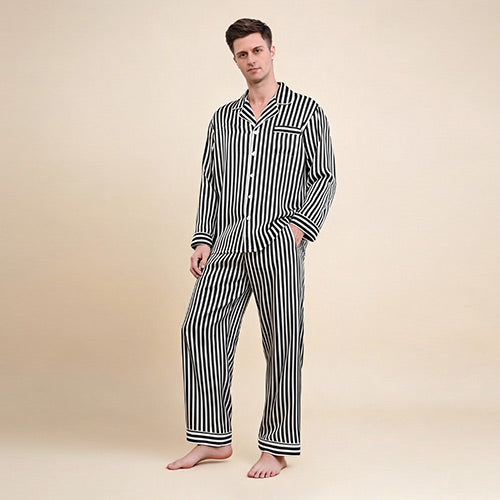 Thelian - Striped Silk Pajama Set | The Silk Avenue