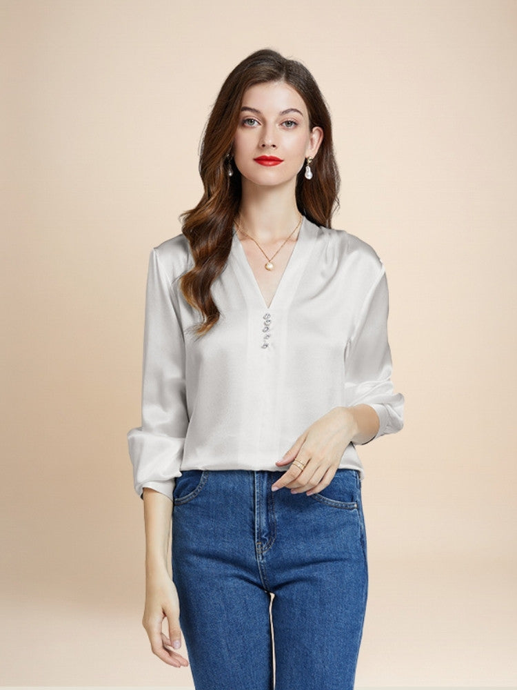 Diana – V-Neck Silk Blouse | The Silk Avenue