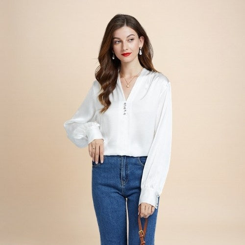 Diana – V-Neck Silk Blouse | The Silk Avenue