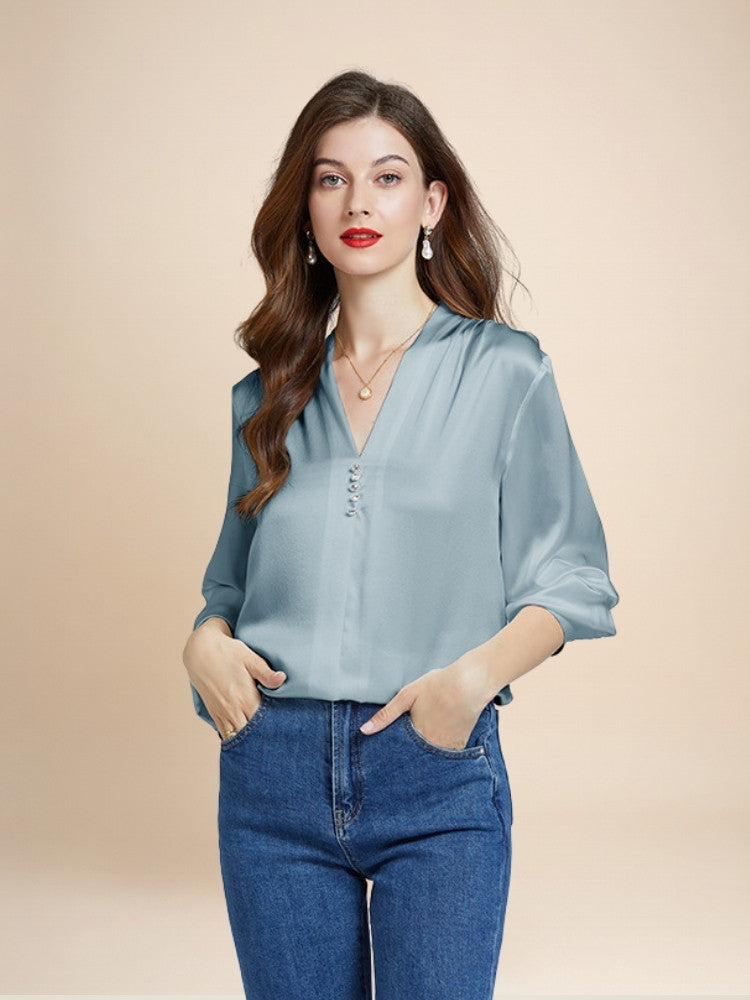Diana – V-Neck Silk Blouse | The Silk Avenue