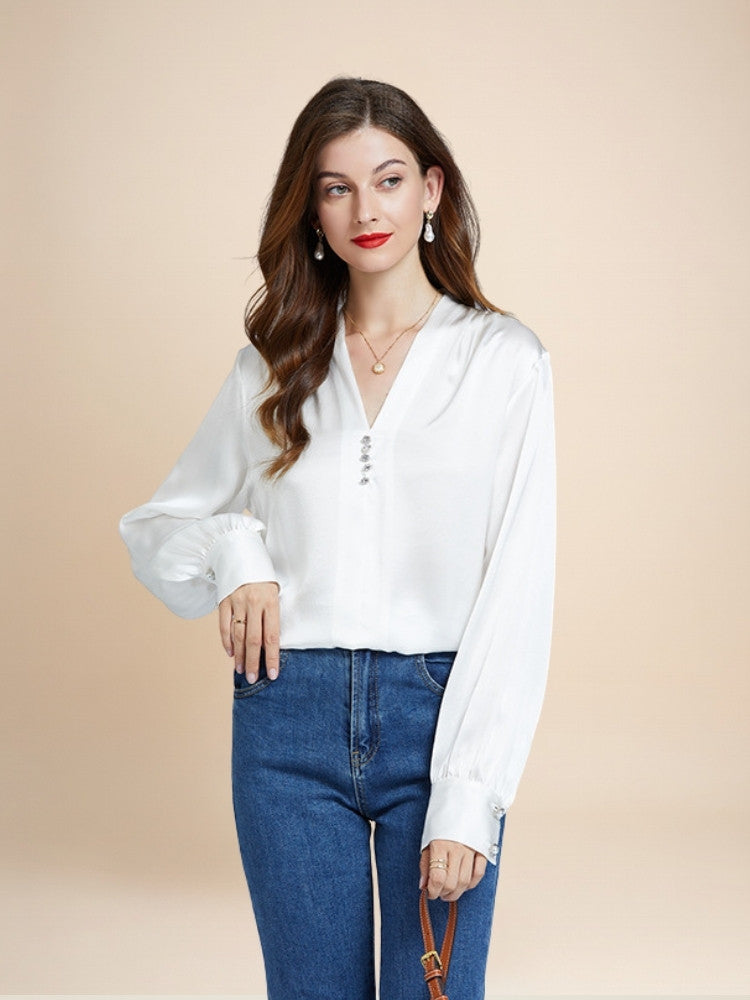 Diana – V-Neck Silk Blouse | The Silk Avenue