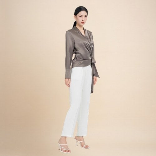 Victoria – Tie-Belt Silk Blouse | The Silk Avenue