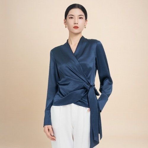 Victoria – Tie-Belt Silk Blouse | The Silk Avenue